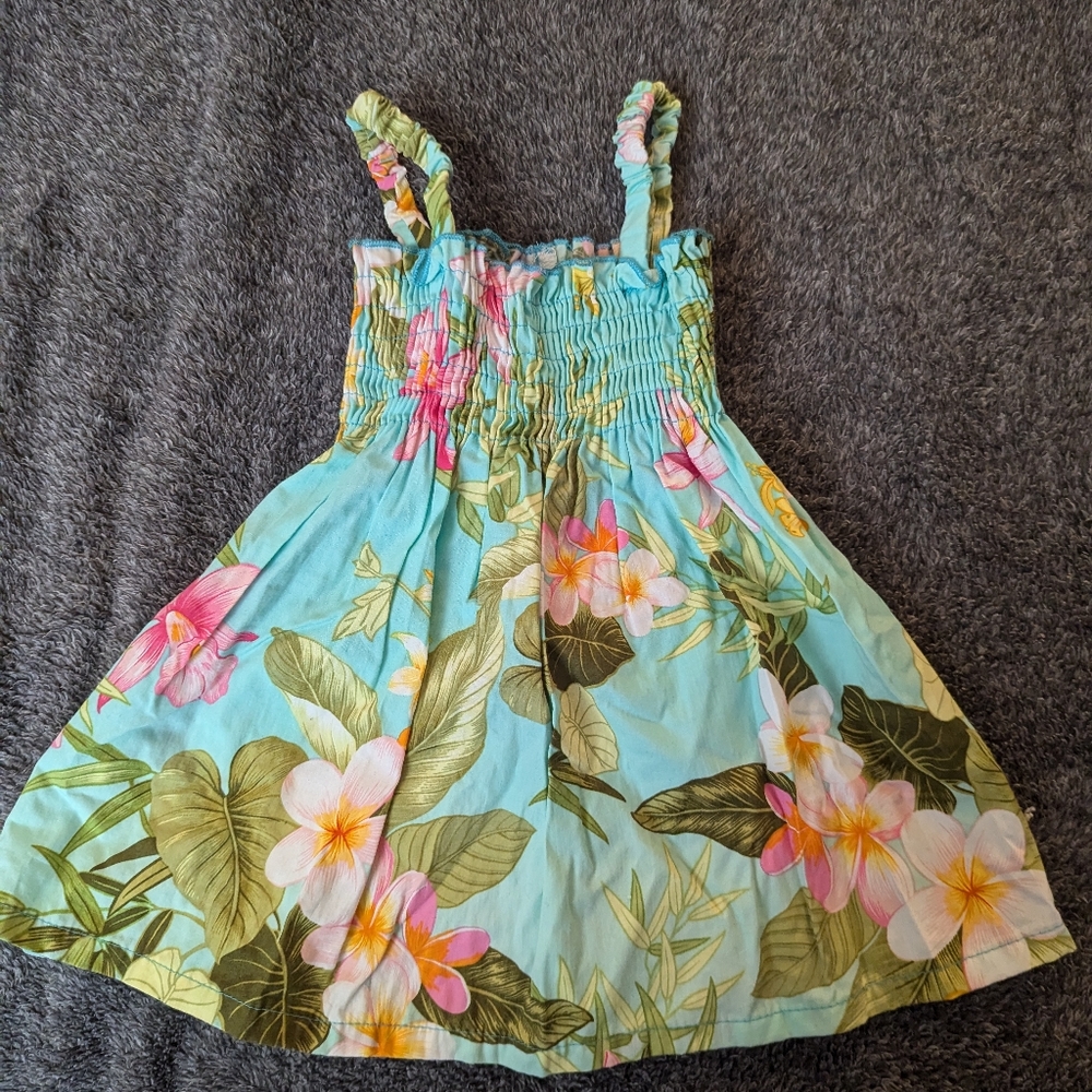 NWOT RJC Made In Hawaii  Blue Floral Top Cinched  Size 2 T